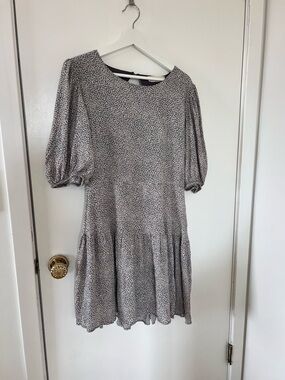 By Together Gray Mini Dress with Puff Sleeves
